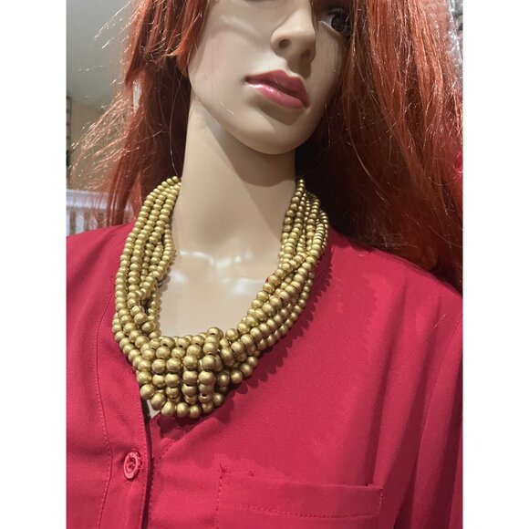 Chunky gold necklace, gold multilayered statement big oversized gold necklace - Picture 2 of 5